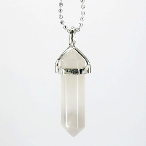Grey Agate Gemstone Pendant Necklace